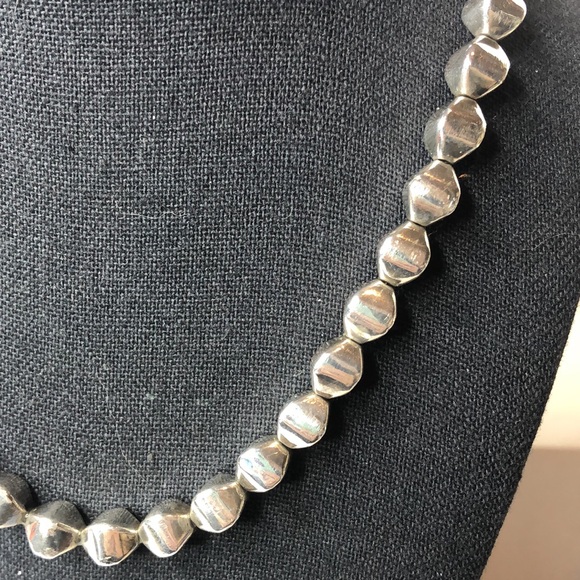 VINTAGE Sterling Silver Art Deco Beaded Modern Necklace - Picture 5 of 16